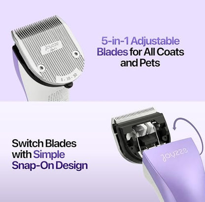 Hornet 5-in-1 Professional Pet Grooming Clipper for Dogs & Cats, Low Noise, Precision Trimmer for Trimming, Shaping & Styling - color: Purple