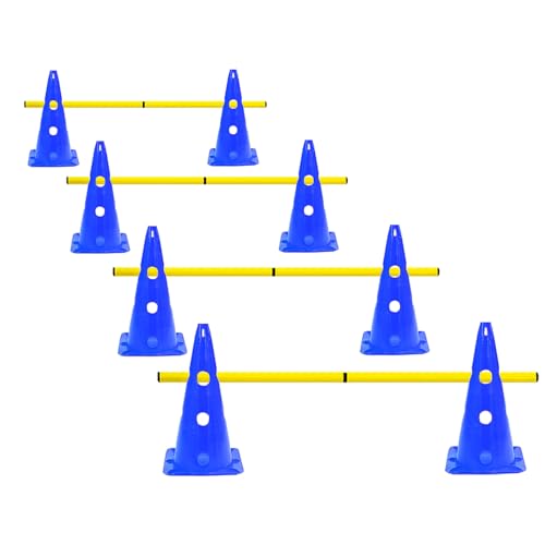 15 Inch Speed Agility Hurdles and Cones Set with 3 Height Level Detachable Jumping Hurdles for Beginner, Dog Training - color: Blue