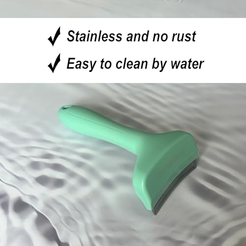Pet Deshedding Tool with Curve Blade, Cat Grooming Brush, Tight V-shaped Teeth Shedding Comb for Cats and Dogs (Green, Small) - color: Green, size: Small