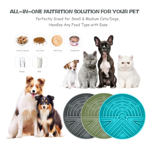 Lesipee Slow Feeder Dog Bowl for Large & Small Pets, Anti Choking Puzzle Dog Food Bowl with Non-Slip Base, Interactive Pet Slow Eating, Silicone Cat Feeder for Puppies & Cats(Grey Green) - color: Grey Green