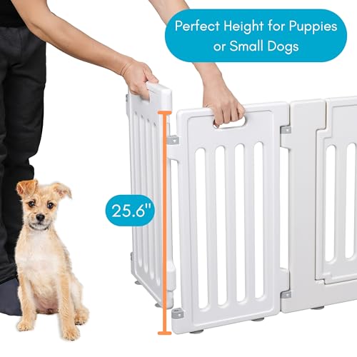 BIRDROCK HOME Pet Playpen with Door | 12 Panel | Strong Plastic | Puppy Safety Fence Pen Playpen | Non-Slip and Secure Dog Gate | White - color: White, style: 12 Panels