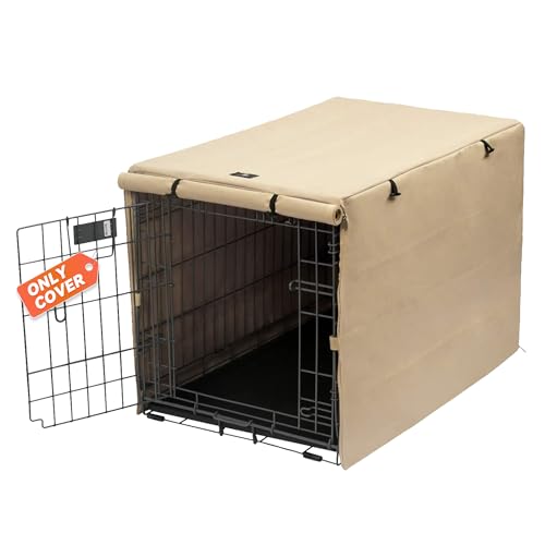 X-ZONE PET Double Door Dog Crate Cover - Polyester Pet Kennel Cover Fits 36 inches Wire Crate, Tan - color: Tan, size: 36.6"L x 23.0"W x 24.8"H