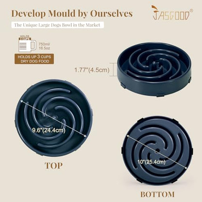 JASGOOD Slow Feeder Dogs Bowl for Large Medium Dogs,Anti-Gulping Pet Slower Food Feeding Bowls Stop Bloat,Preventing Choking Healthy Design Dogs Bowl - color: G-Ink Blue
