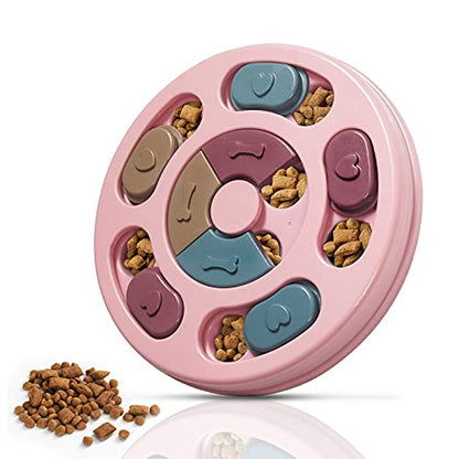 DR CATCH Dog Puzzles,Dogs Food Puzzle Feeder Toys for IQ Training & Mental Enrichment,Dog Treat Puzzle(Pink) - color: Pink, size: 9.44" x 9.44" x 1.14"