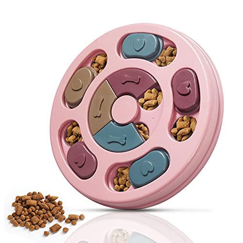 DR CATCH Dog Puzzles,Dogs Food Puzzle Feeder Toys for IQ Training & Mental Enrichment,Dog Treat Puzzle(Pink) - color: Pink, size: 9.44" x 9.44" x 1.14"