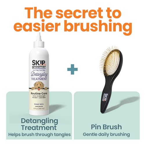 Detangling Treatment for Dogs, Leave-in Conditioner Detangler for Matted Hair, Knots & Tangles | Goldendoodles, Poodles, Doodles & Long-Haired Breeds | No Mist, Squeeze Bottle, 12 oz