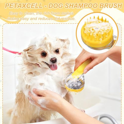 Pet Bath Brush, Dog Shampoo Brush New 2 in 1 Grooming Massage Scrubber Bubble Maker with Ring Built-in Shampoo Dispenser(Coarse,Pink), for Long Short Hair Cats Shower - color: Pink