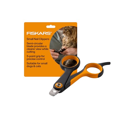 Fiskars Pet Small Pet Nail Clippers, Cat and Dog Nail Trimmers for Grooming, Pet Supplies with Precision Stainless Steel Blades & SoftGrip Handle, 4.25”, Orange/Black - size: Small