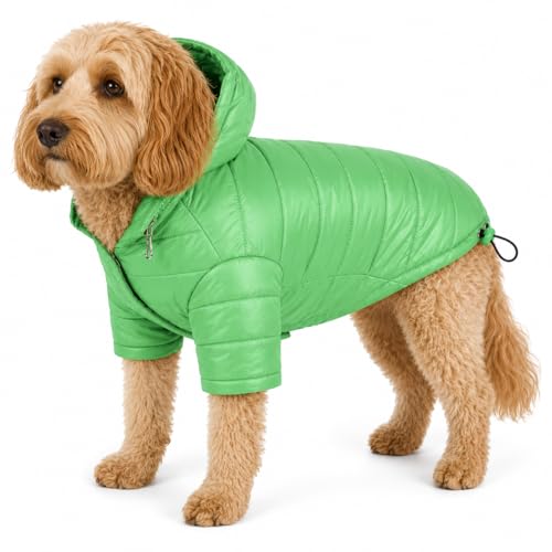 Pet Life ® Sporty Avalanche Lightweight Adjustable Folding Fall and Winter Dog Coat Jacket with Concealed Zippered Pop-Out Hood - color: Green, size: X-Small