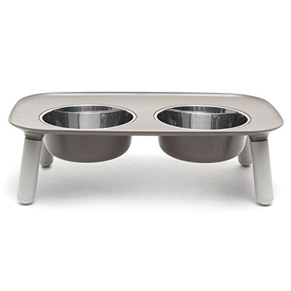 Messy Mutts Elevated Double Feeder with Stainless Bowls | Adjustable Height 3”, 5”, or 10” | Adjustable Standing Feeder for Dogs | 5 Cups per Bowl | Dark Grey - color: Dark Grey