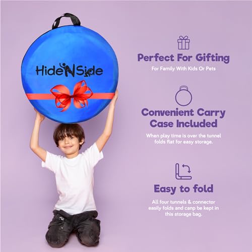 Hide N Side Kids Play Tunnels, Indoor Outdoor Crawl Through Tunnel for Kids Dog Toddler Babies Children, Pop up Tunnel Gift Toy (Multi, 4 Way)