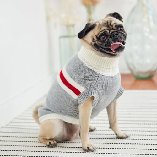 GF PET Trekking Sweater | Quality Multi-Knit Turtleneck for Small, Medium, Large Dogs | Warm Striped Heathered Pullover with Ribbed Armholes | 100% Acrylic | Machine Washable - Grey Mix - 2X Small - color: Grey Mix, size: 2X-Small