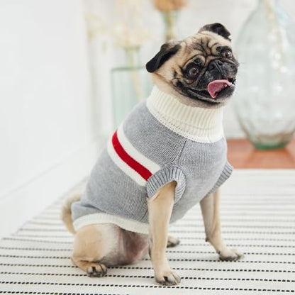 GF PET Trekking Sweater | Quality Multi-Knit Turtleneck for Small, Medium, Large Dogs | Warm Striped Heathered Pullover with Ribbed Armholes | 100% Acrylic | Machine Washable - Grey Mix - 2X Small - color: Grey Mix, size: 2X-Small