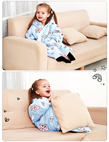 KFUBUO Wearable Blanket Hoodie for Kids Toddlers Sherpa Blanket Sweatshirt With Pocket Cute Hoodies 2-6 Year Old Girl Boy Birthday Gifts Elephant - color: Printing-elephant, size: Kids 2-6YR
