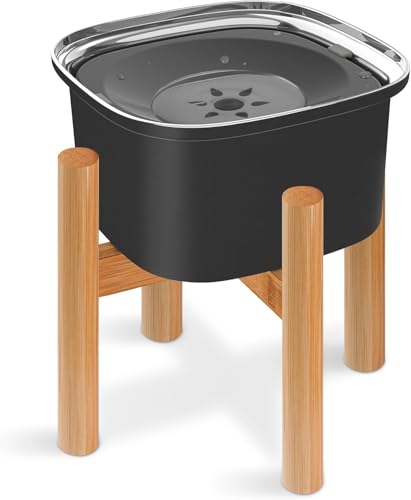 Decflow 3L Elevated Dog Water Bowl, Stainless Steel Raised Slow Water Bowl with Stand, Large Capacity No Spill Dog Dispenser for Small, Medium and Large Dogs - color: Black