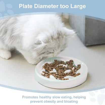Slow Feeder Bowl for Cats and Small Dogs,Cilkus Fish Pool Design, Fun Interactive Bloat Stop Puzzle Feeder Bowl Healthy Eating Diet Made of Melamine Food Grade Material Dishwasher Safe (White) - color: White