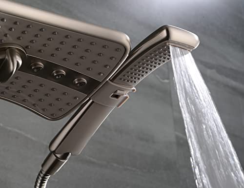 BRIGHT SHOWERS High Pressure Brushed Nickel Shower Heads Combo with Two Spray Setting Fixed Shower Head and Two Spray Settings Handheld Shower Head with Grey Face - color: Brushed Nickel, size: 1.8 Gallon Per Minute