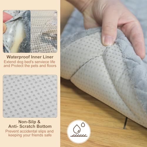 BEAUTYZOO Dog Bed Crate Pad 36 x 24 inch, Washable Dog Crate Mat for Large Sized Dogs, Anti-Slip Pet Crate Bed Kennel Pad, Durable Cozy Puppy Sleeping Mat Rectangle Mattress, Grey - color: Wheat, size: 36.0"L x 24.0"W x 1.1"Th