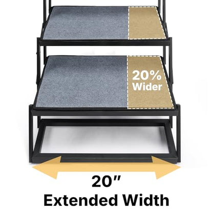 Veehoo Collapsible Dog Stairs for Large Dogs Extra Wide, 5 Steps Folding Dog Steps for Car Truck SUV 20" Wide, Heavy Duty Pet Loader Ramp Ladder Portable with Non Slip Surface, Support up to 200lbs - size: 5 Steps