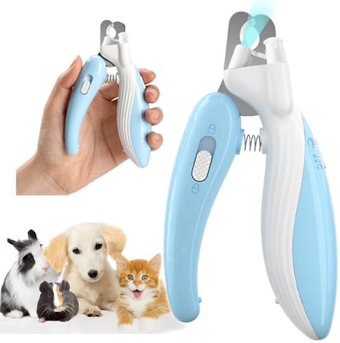 Cat Dog Pet Nail Clippers with Light, Llluminates Cat Dog Nails Or Bloodline, Safety Pet Nail Clipper for Dogs, Cats, Rabbits, Sharp, No Nail Splitting(Blue) - color: Blue