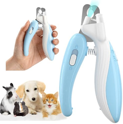 Cat Dog Pet Nail Clippers with Light, Llluminates Cat Dog Nails Or Bloodline, Safety Pet Nail Clipper for Dogs, Cats, Rabbits, Sharp, No Nail Splitting(Blue) - color: Blue