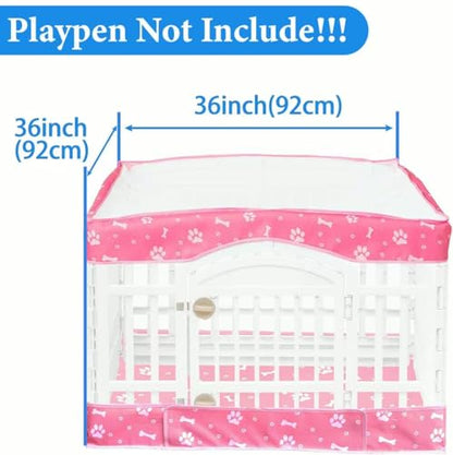 Dog Playpen Bottom Pad and Mesh Top Cover fit 36" x 36“ Puppy Playpen(Fence NOT Included),Reusable for Pet Training,Dog Crate,Waterproof Pet Pee Pads,Whelping,Puppies/Small Dogs,Hoop&Loop Design,Pink - color: 36"-BOTTOM and COVER-PINK