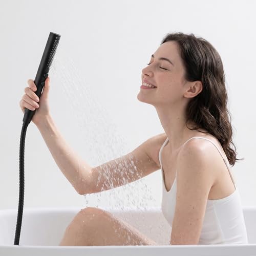 High pressure Round Handheld Shower Head Only, Anti-clog Nozzles, 2 In 1 Function Replacement Shower Wand with Handheld to Clean Tub, Tile & Pets, Rain Shower Head for Bathroom (Matte Black) - color: Matte Black