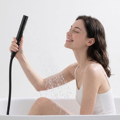 High pressure Round Handheld Shower Head Only, Anti-clog Nozzles, 2 In 1 Function Replacement Shower Wand with Handheld to Clean Tub, Tile & Pets, Rain Shower Head for Bathroom (Matte Black) - color: Matte Black