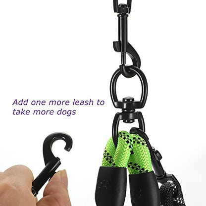 Double Dog Leash Reflective Detachable Coupler &360° Swivel Tangle Free, Heavy Duty Rope Leash Control with Padded Handle for Dual Large Medium Dogs Walking Running Training (Ligth Green) - color: Ligth Green