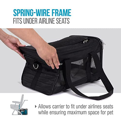 Sherpa Original Deluxe Travel Pet Carrier, Airline Approved - Black, Large - size: 19.0"L x 11.8"W x 11.5"H