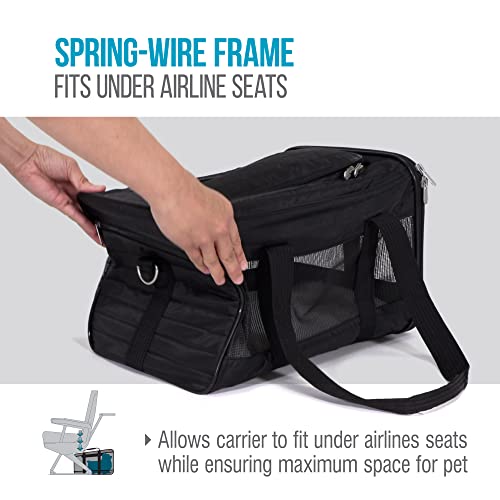 Sherpa Original Deluxe Travel Pet Carrier, Airline Approved - Black, Large - size: 19.0"L x 11.8"W x 11.5"H
