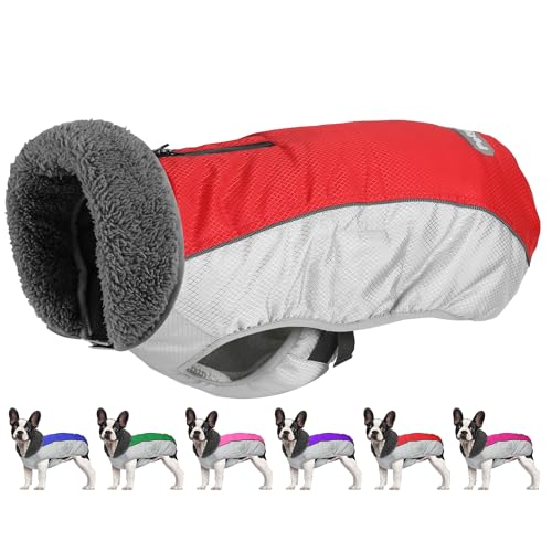 Petglad Dog Coat, Waterproof Ripstop Dog Winter Jacket with Leash Hole, Reflective Adjustable Warm Pet Fleece Snow Sweater for Small Medium Large Dogs - Red, M - color: Red, size: M