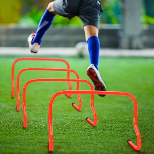 Gemscream 6 Sets 12" Speed Agility Training Hurdles for Athletes Soccer Training Hurdles Agility Training Equipment with Marker Cone Adjustable Training Hurdle Plyometric Hurdles for Basketball