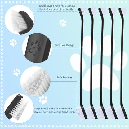 Honeydak Dog Toothbrush Bulk Dual Headed Dental Brushes Dogs Tooth Brushing Kit Long Handle Pet Tooth Brush for Puppy Large Small Cats and Most Pets Teeth Cleaning Dental Supplies(70 Pcs,Black) - color: Black