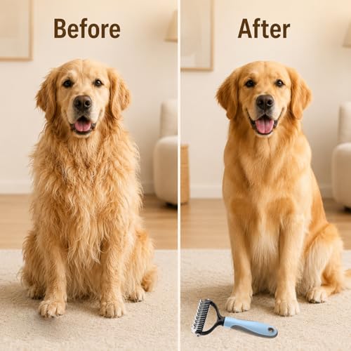 Pet Knotter for Dogs/Cats, Double Sided Pet Grooming Brush,Undercoat Rake Pets Brush for Long Hair Professional Deshedding Tool, Pets Hair Remover Shedding (Blue-L) - color: Blue-L
