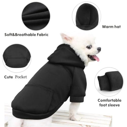 Idepet Pet Dog Hoodies Dog Clothes for Small Dogs Vest Chihuahua Clothes Warm Coat Jacket Autumn Puppy Outfits Cats Dogs Clothing(S,Black) - color: Black, size: Small