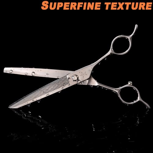 High-end Professional Dog Grooming Curved Thinning Scissors Teeth Blending Shears Pet Texturizing Thinner Blender Shears 7 Inch Extremely Very Sharp Made Of Stainless Steel Alloy For Dog Cat Groomer - style: 7inch Tiny Teeth Curved Thinning