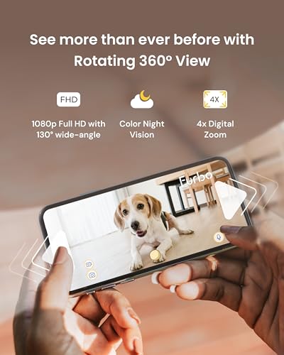 Furbo 360° Dog Camera: Basic See, Talk & Toss Features, No AI Alerts, No Subscription Required, Pet Security Cam w/Barking Alerts, Rotating View, Treat Toss, 2-Way Audio, Smart Home Puppy Monitoring - style: Dog 360° Camera
