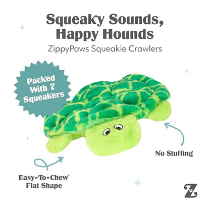 ZippyPaws Squeakie Crawlers - No Stuffing Dog Toys to Keep Them Busy, for Small, Medium, & Large Dogs, Squeaky Pet Toy for Boredom, Unstuffed Chew Toy, Puppy Products, Turtle & Ladybug - 2 Pack, 10"