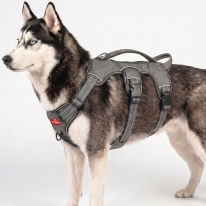 Tuff Pupper Escape Proof No Escape Dog Harness | 5 Point Adjustable Fit Harness for Dogs | Padded Dog Harnesses | Handle Dog Lift Harnesses - color: Steel Grey, size: Large: 27-32 Inch Chest