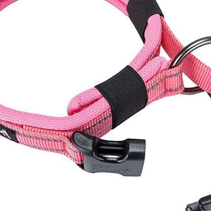 EXCELLENT ELITE SPANKER Reflective Dog Collar Classic Soft Padded Breathable Nylon Adjustable Pet Collar with Quick Release Buckle for Boy Girl Male Female Small Medium Large Dogs Training(Pink-L) - color: Pink, size: L