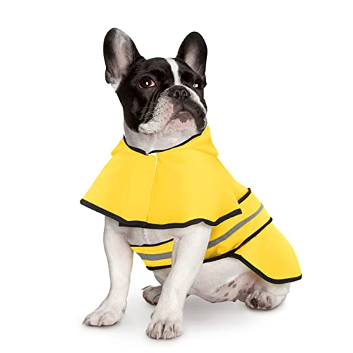 HDE Dog Raincoat Jacket Reflective Adjustable Hooded Pet Poncho Rain Coat with Leash Hole for Small to X-Large Dogs Yellow - S - color: Yellow, size: Small