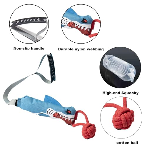 Shark Tug of War Dog Toy, 2026 New Squeaky Dog Tug Toy, Interactive Shark DogToys, Sharks Dog Tug Toy with Squeaker & Rope Knot, for Medium to Large Dogs (Eagle) - color: Eagle
