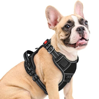 Eagloo Dog Harness Medium Sized, Easy Wearing with 3 Quick-Release Buckles, Adjustable No Pull Pet Harness with MOLLE System, No Choke Reflective Vest with Control Handle, Black, M - color: Black, size: Medium