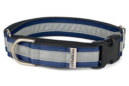 If It Barks 1" Reflective Martingale Collar with Quick Snap Buckle for Dogs, Adjustable, Made in USA,Medium, Light Navy - color: Navy, size: Medium w/Buckle