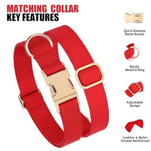 PET ARTIST Soft PU Leather Dog Collar, Bright & Classic Red Dog Collar with Quick Release Rose Metal Buckle, Adjustable Nylon Padded Durable Pet Collars for Small Dogs Girl, Neck Fit 9-14" - color: Red, size: S: Fit 9-14" Neck(10-20 lbs)