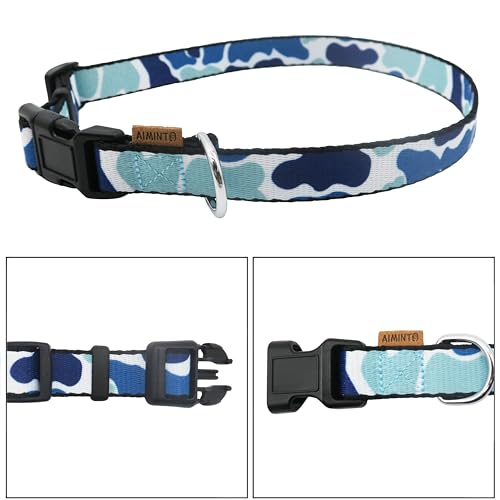 Dog Collar, Cute Camouflage Pattern, Soft and Adjustable Collar with Quick Release Buckle (S (Neck 11-18", Width 5/8"), Camouflage Blue) - color: Camouflage Blue, size: S (Neck 11-18", Width 5/8")