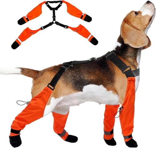Dog Suspender Boots, Large Dog Rain Boots, Waterproof Dogs Boot Legging Pants, Anti-Slip Dogs Paw Protectors Stay-On Shoes with Suspenders for Outdoor Walk, Rain, Snow, Hike, Hot Pavement(XS,Orangec) - size: X-Small