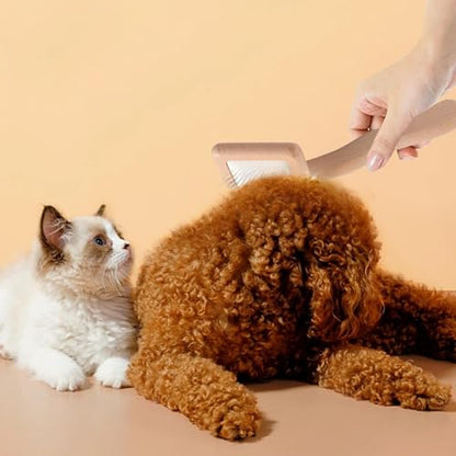 Premium Pet Grooming Accessory - Extra Long Pin Flat Slicker Brush, Comfortable Handle for Tangle-Free Brushing | Effective Detanglerr for Dogs, Cats, Rabbits, Long Short Hair, Maintenance, Home