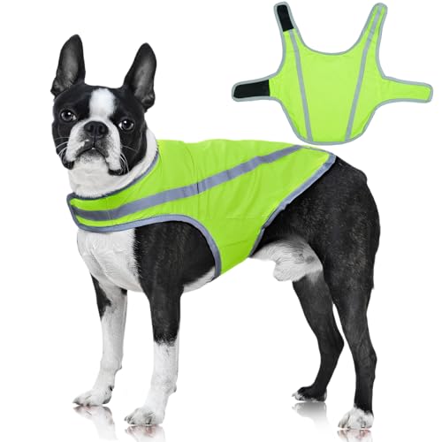 FUAMEY Dog Reflective Vest for Medium Dogs,Dog Hunting Vest High-Visibility Dogs Safety Vest for Night Walking Water-Resistant Service Pet Gear Adjustable Outdoor Activities Neon Green M - color: Green, size: Medium